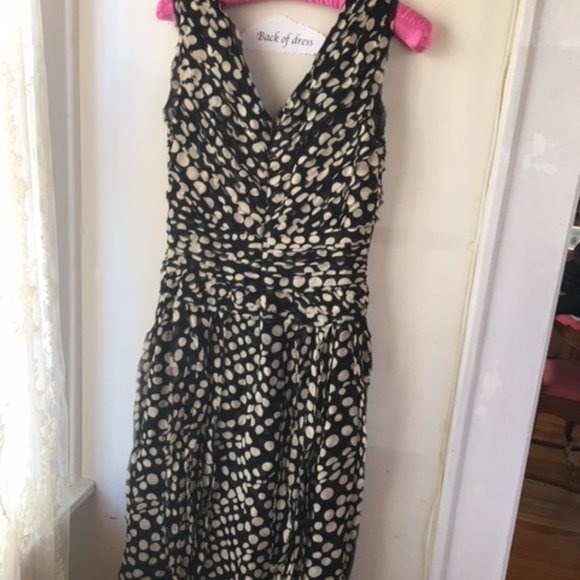 CAROLINA HERRERA Black & White/Ivory Polka Dot Silk Chiffon Dress Size 6 - Picture 6 of 8